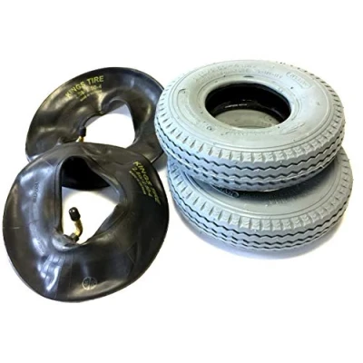 Image of Wheelchair Tyres 2 Pieces 2.80/2.50 4, Grey, Hose Angle Valve, Stable 4 PR Tyre Structure, for Mobility Scooter, Electric