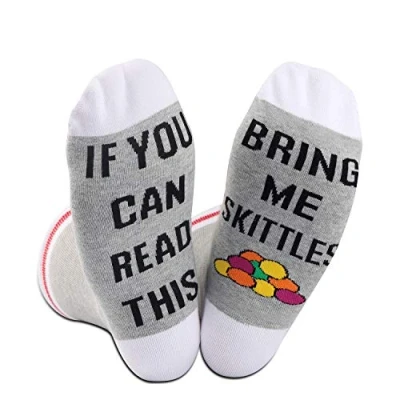 Image of NOBRANDS Snacks Lover Gift Skittles If You Can Read This Bring Me A Novelty Socks for Foodie (Bring Skittles)