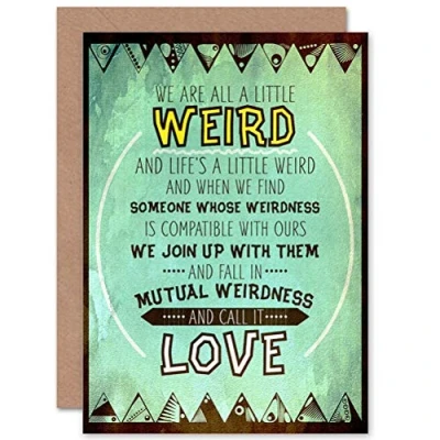 Image of Wee Blue Coo Weird Mutual Love Quote Typography Birthday Art Sealed Greeting Card Plus Envelope Blank inside
