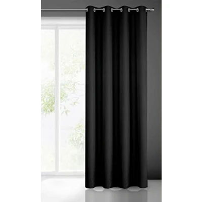 Image of Eurofirany Smooth Plain Modern Curtain with Eyelets 1 Unit, Bedroom, Living Room, Lounge, Kitchen, 140g m/2, Fabric, Red, W55 x L98