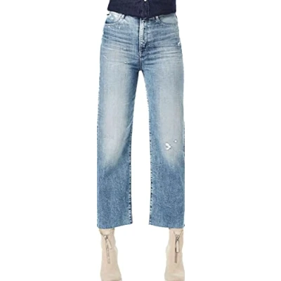 Image of G STAR RAW Women&#039;s Tedie Ultra High Straight Ripped Edge Ankle Jeans, Blue (sun faded ice fog destroyed D17177 B767 C275), 30W / 32L