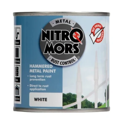 Image of Nitromors Anti Rust Hammered Finish Metal Paint, No Primer Required, White, 250 ml