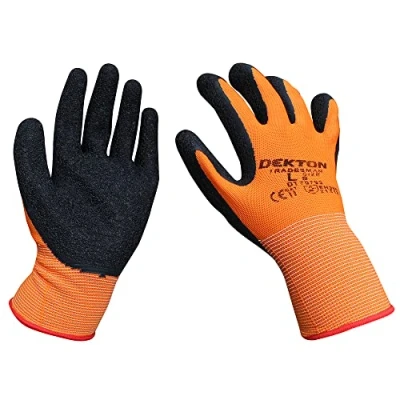 Image of DEKTON 9/L Tradesman Latex Coated Working Gloves Ultimate Protection for DIY &amp; Tradesmen Ultra Grip Material CE Cat 2 EN388 Certified Ideal in Various Task Value Money