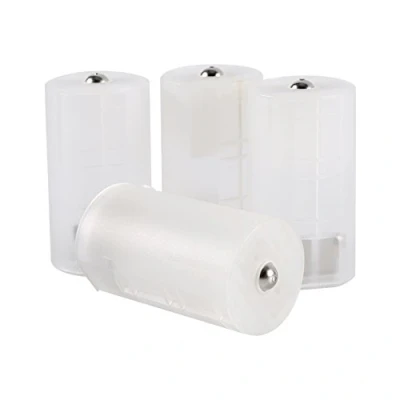 Image of PUSOKEI AA Battery to a D Converter Case, Translucent White Adapters Holder, Adapter (4Pcs)