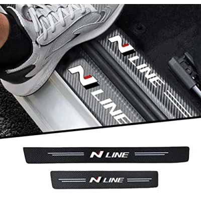 Image of RIDGOEL 4Pcs N NLINE Carbon Fiber Car Door Sill Protector, for Hyundai Performance TUCSON KONA SONATA i30 i20 ELANTRA LAFESTA, Kick Plates Automobile Threshold Paint Protection Accessories B