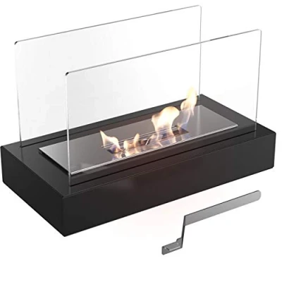 Image of KRATKI Galina Ethanol Fireplace, Free Standing Real Fire Fireplace with TÜV Certificate line 13 cm, dimensions in cm: H21.80 x W35.40 D18