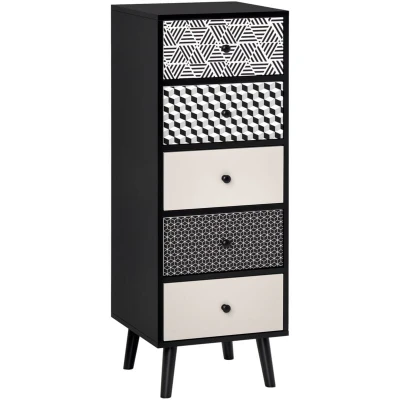 Image of HOMCOM Chest of Drawers, 5 Drawer Dresser, Vertical Storage Organizer Unit for Bedroom, Living Room