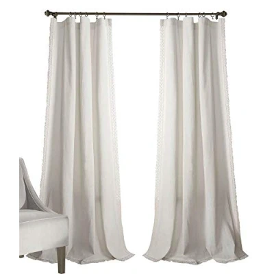 Image of Lush Decor Rosalie Farmhouse Window Curtains, Rustic Style Panel Set for Living Room, Dining Bedroom (Pair), 54 x 120 Inch, White