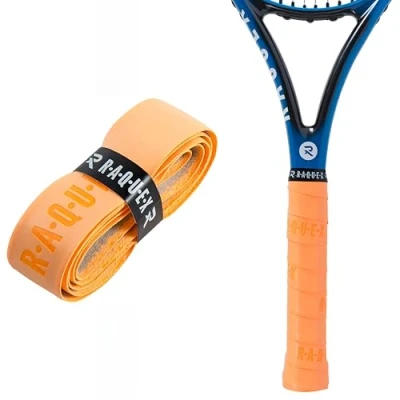 Image of Raquex Enhance Replacement Racket Grip: Tennis Grip, Badminton, Squash Grip Tape, Padel, Pickleball. 14 Colours. Premium, Self Adhesive Racquet with Finishing Tape (Orange, 1 Grip)