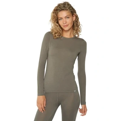 Image of DANISH ENDURANCE Thermal Tops Womens, Merino Wool Base Layer Long Sleeve Top Women, Warm Winter Thermals, Grey, L