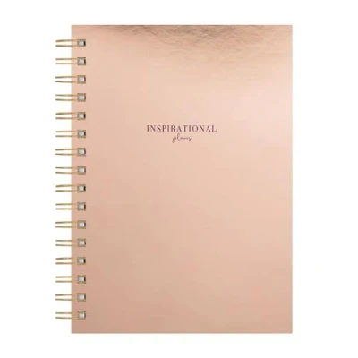 Image of A5 Dotted Notebook Journal Hardcover Wiro Rose Gold Inspirational Plans Notepad Notes