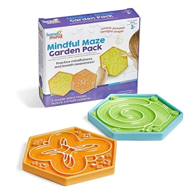 Image of Learning Resources Mindful Maze Garden Pack, Finger Labyrinth for Kids, Mindfulness Sensory Play Therapy Toys, Calm Down Corner Supplies, Social Emotional Activities (Set of 2)