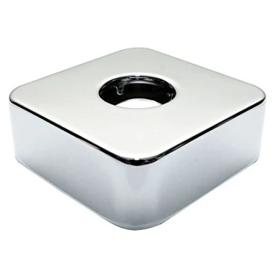 Image of Chrome Plated Steel 3/4&quot; Collar Square Shaped Rose Cover Rosette 25mm Height