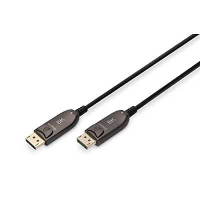 Image of Digitus DisplayPort AOC Hybrid fibre optic cable 1.4 8k/60Hz UHD II gold plated contacts 10m black