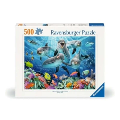 Image of Ravensburger Dolphins 500 Piece Jigsaw Puzzle for Adults and Kids Age 10 Years Up Animals