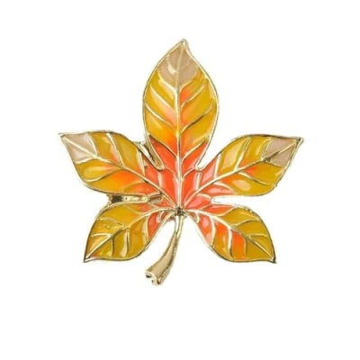 Image of tanxuan Enamel Maple Leaf Brooch Tree Lapel Pin Jewelry for Women and Girls Thanksgiving Yellow Badge Clothes Decoration Gifts Men