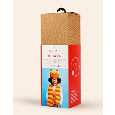 Image of Sirdar Kith &amp; Kin, Stripey Cat Scarf Hat Knitting Kit