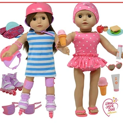 Image of The New York Doll Collection Accessories Fits 18 Inch / 46cm Dolls Includes Roller Skates and Bathing Suit Swim Set for Fashion Girl Clothing Many More