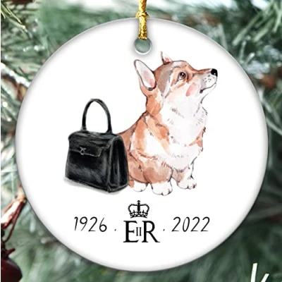 Image of 2022 Queen Elizabeth II Bauble, The Memorial Ornament, Queen’s Platinum Jubilee, Commemorative Christmas, Remembering Her Majesty (Corgi Bag)