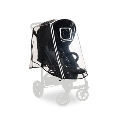 Image of hauck Universal 4 Wheel Raincover, Transparent Fits Wheeled Stollers, Pushchairs, Buggys and Prams, Waterproof Durable, Reflective Trim