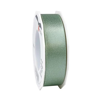 Image of Präsent Glitter Satin Ribbon Old Green Silver 20 m Roll 25 mm Width