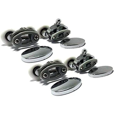 Image of Set of 4 New Oval Metal Alloy Double Wheel Shower Door Rollers 20mm