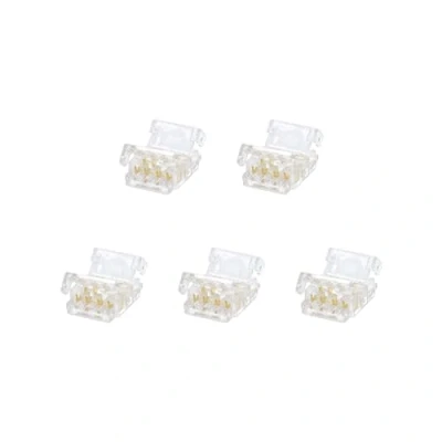 Image of G.W.S® Solderless Strip to Wire Straight Connectors, for 10mm Wide 4 Pin RGB LED COB Lights, Pack of 5