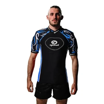 Image of Optimum Razor Boy&#039;s Protective Top EVA Padding Protection, Rugby Approved Lightweight and Breathable Black/Blue/Mini