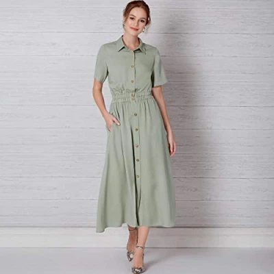Image of New Look Sewing Pattern N6651 Misses&#039; Button Front Dress with Elastic Waist, Paper, Various, A (10 12 14 16 18 20 22), UN6651A