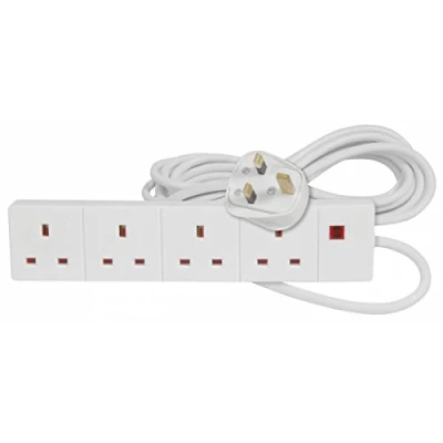 Image of Status 4 way 2 Mtr Extension Socket White Plug
