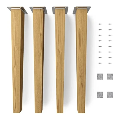 Image of Sossai® Wooden furniture feet Clif Square oil finish height: 45 cm HMF3 conical (straight design) material: solid wood (oak) for chairs, tables, cupboards