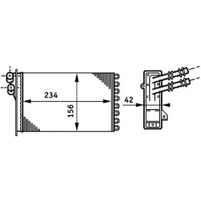 Image of 1J1819031, 1J1819031A, 1J1819031B Heat Exchanger MAHLE ORIGINAL AH 72 000S with accessories cover, mounting parts, quick couplers