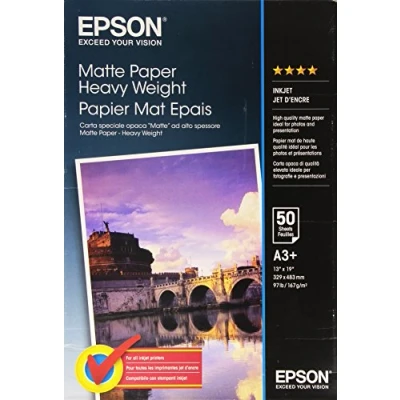 Image of EPSON Matte heavyweight paper inktjet 167g/m2 A3+ (Pack of 50 sheets)