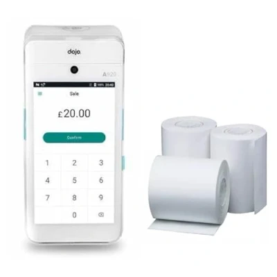 Image of Replacement Receipt Paper for Pax A920, A920 Pro Dojo Payment Device, 20 Rolls