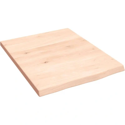 Image of vidaXL Solid Oak Wood Wall Shelf Untreated, Handmade with Live Edge, Medium Brown, Farmhouse Style, for Living room, Office, 40x50x2 cm
