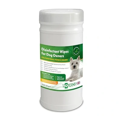 Image of Aqueos Dog Wipes Antibacterial 200 Pet Antiseptic Ear for Paw Face Bums Bulldogs Wrinkle, Grooming Smelly Dogs Puppy