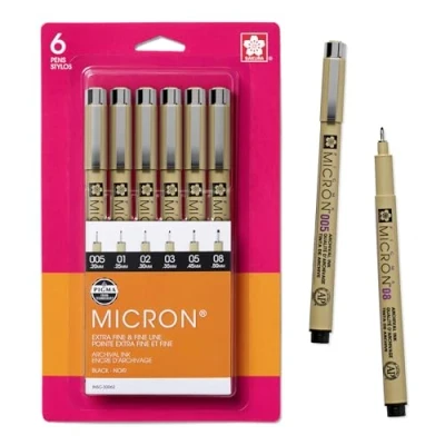 Image of Sakura Pigma Micron Assorted Pens, Pack of 6, Black