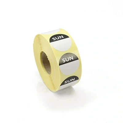 Image of We Can Source It Ltd Day Dots Food Labels Sunday (Black) 1 Roll 1000 Stickers Per Freezer Adhesive Hygiene Labels, Rotation for Commercial Kitchens, Restaurants