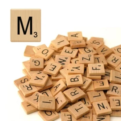 Image of Glamified Pack of 10 M SCRABBLE TILES Same LETTERS Bags WOODEN BLACK NUMBERS FOR CRAFTS WOOD ALPHABETS (Letter M, Tiles)