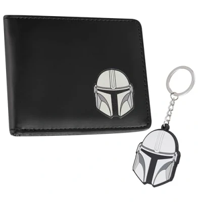 Image of Disney The Mandalorian Card Wallet and Keyring Set for Men Teenagers Slots ID Pocket Mens Gifts Him