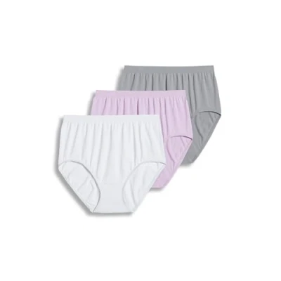 Image of Jockey Women&#039;s Underwear Comfies Microfiber Brief 3 Pack, white/pink pearl/grey, 6
