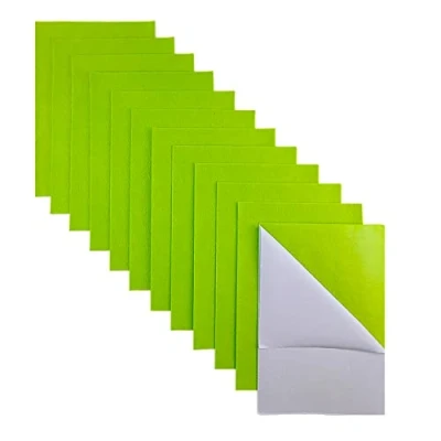 Image of Jtnohx Self Adhesive Felt, 11 Pieces Stiff Sticky Felt for Crafts, 20x30cm Sheets with Backing, Drawer Liner Jewelry Box (Lime Green)