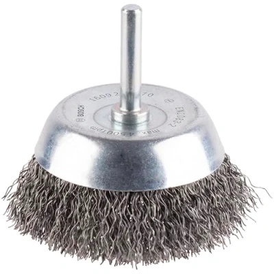 Image of Bosch Professional 1609200270 Shank Crimped Wire Cup Brush Steel, 70mm x 6mm , Blue