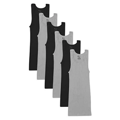 Image of Hanes Men&#039;s Cotton Tank Undershirts Pack, Moisture Wicking Ribbed Tanks, lightweight Undershirts, 3 Grey, XL