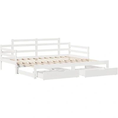 Image of vidaXL Daybed with Trundle and Drawers without Mattress White 80x200 cm