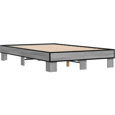 Image of vidaXL Bed Frame without Mattress Grey Sonoma 140x200 cm
