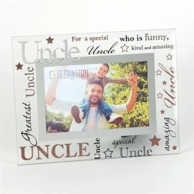 Image of Celebrations Uncle Mirrored Words Sentiment Photo Frame Great Gift for Special