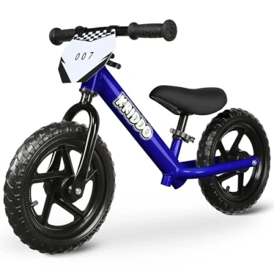Image of KRIDDO Toddler Balance Bike 2 Year Old, Age 18 Months to 5 Years 12 Inch Push Bicycle with Customize Plate (3 Sets of Stickers Included), Gift for 3 Boys Girls, Blue
