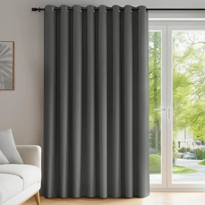 Image of Deconovo Super Soft Window Treatment Eyelet Thermal Insulated Wide Width Blackout Curtain for Kidsroom 100 x 95 Inch Light Grey 1 Panel