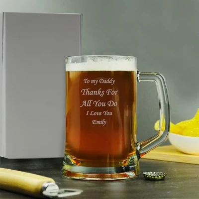 Image of Personalised Engraved Glass Tankard